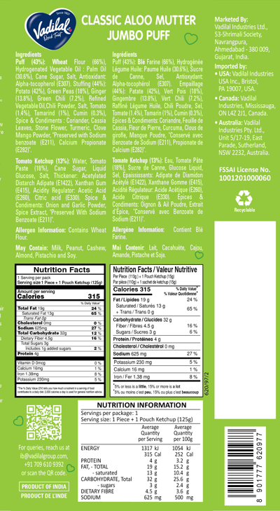 Classic Aloo Mutter Jumbo Puff